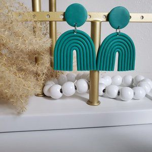 Arch polymer clay earrings, Rainbow earrings, Stat